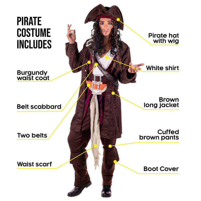 fun shack Pirate Costume Men, Mens Pirate Costume, Halloween Costumes for Men, Halloween Costumes Adult, X-Large - Image 2